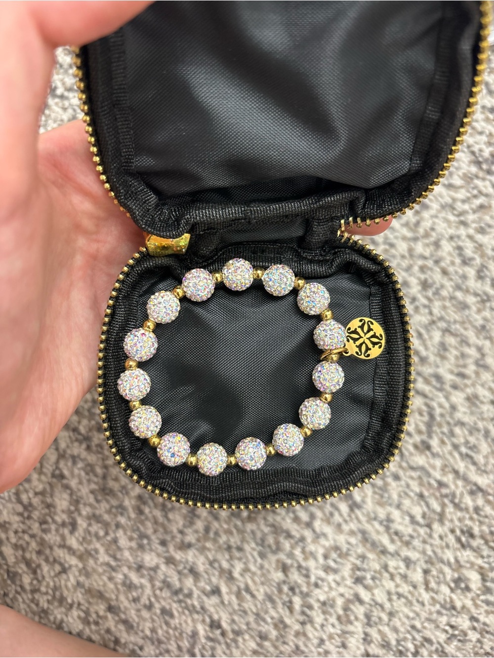 Rustic Cuff Gold-Tone Pavé Crystal Bead Stretch Bracelet